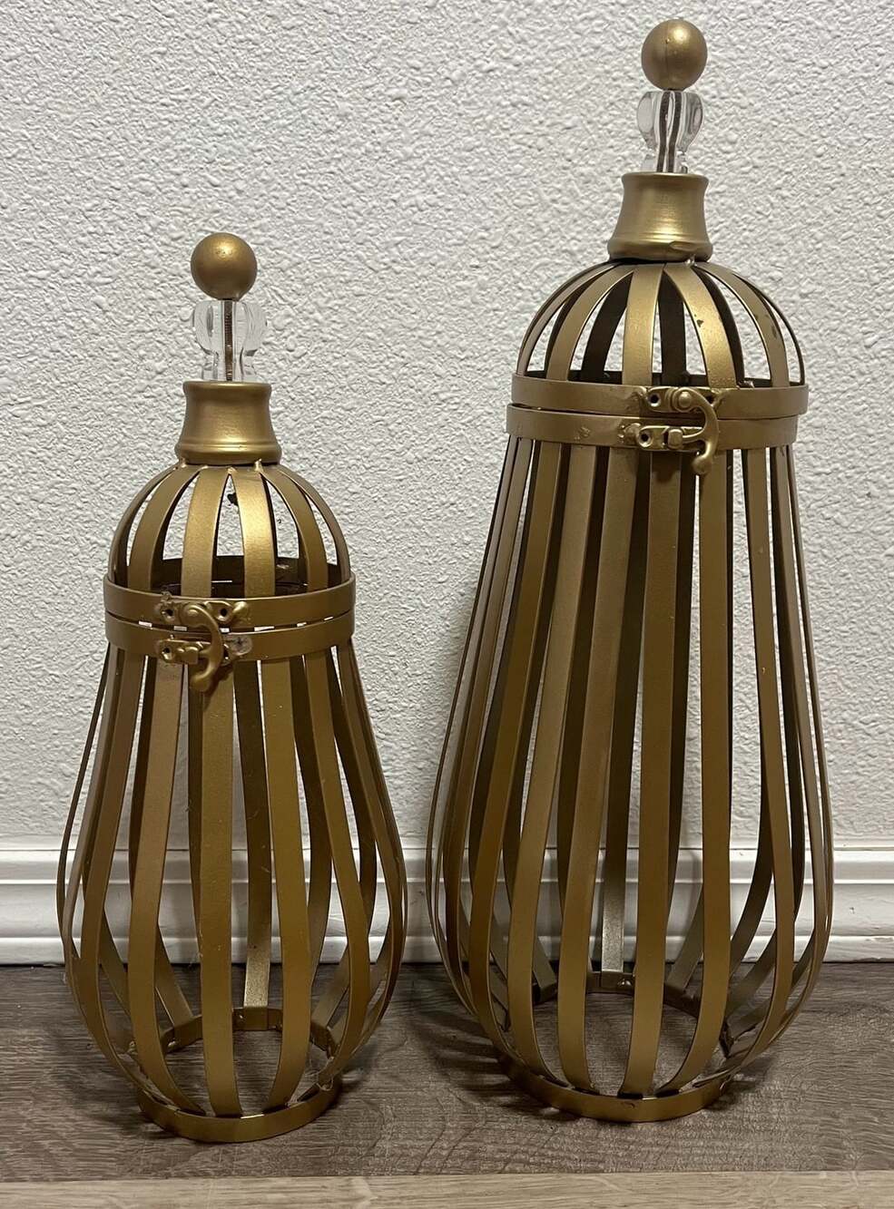 Gold Metal Decorative Candle Lantern Set of 2